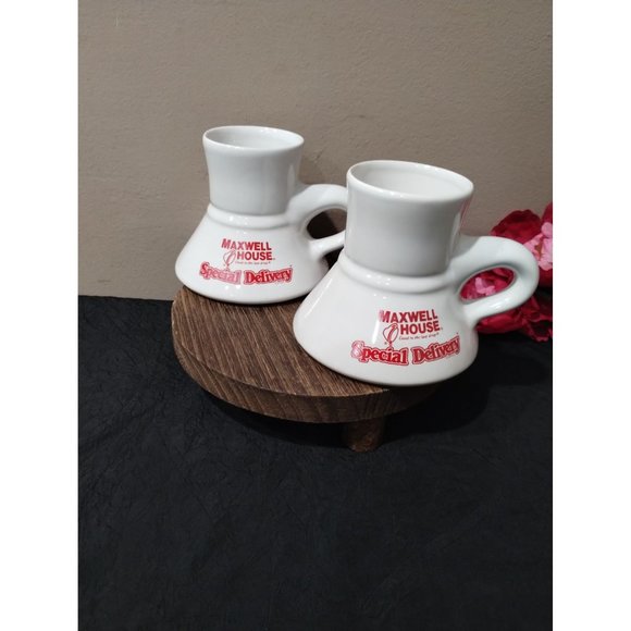 Vintage 2 Piece Maxwell House Coffee Spill Proof Mug Set "America'S Coffee Shop" - Picture 1 of 12